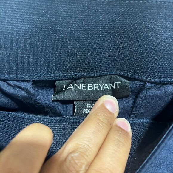 Lane Bryant Womens Cassic Ponte Trouser Pants 14R Navy Blue High Rise Stretchy - Picture 8 of 11